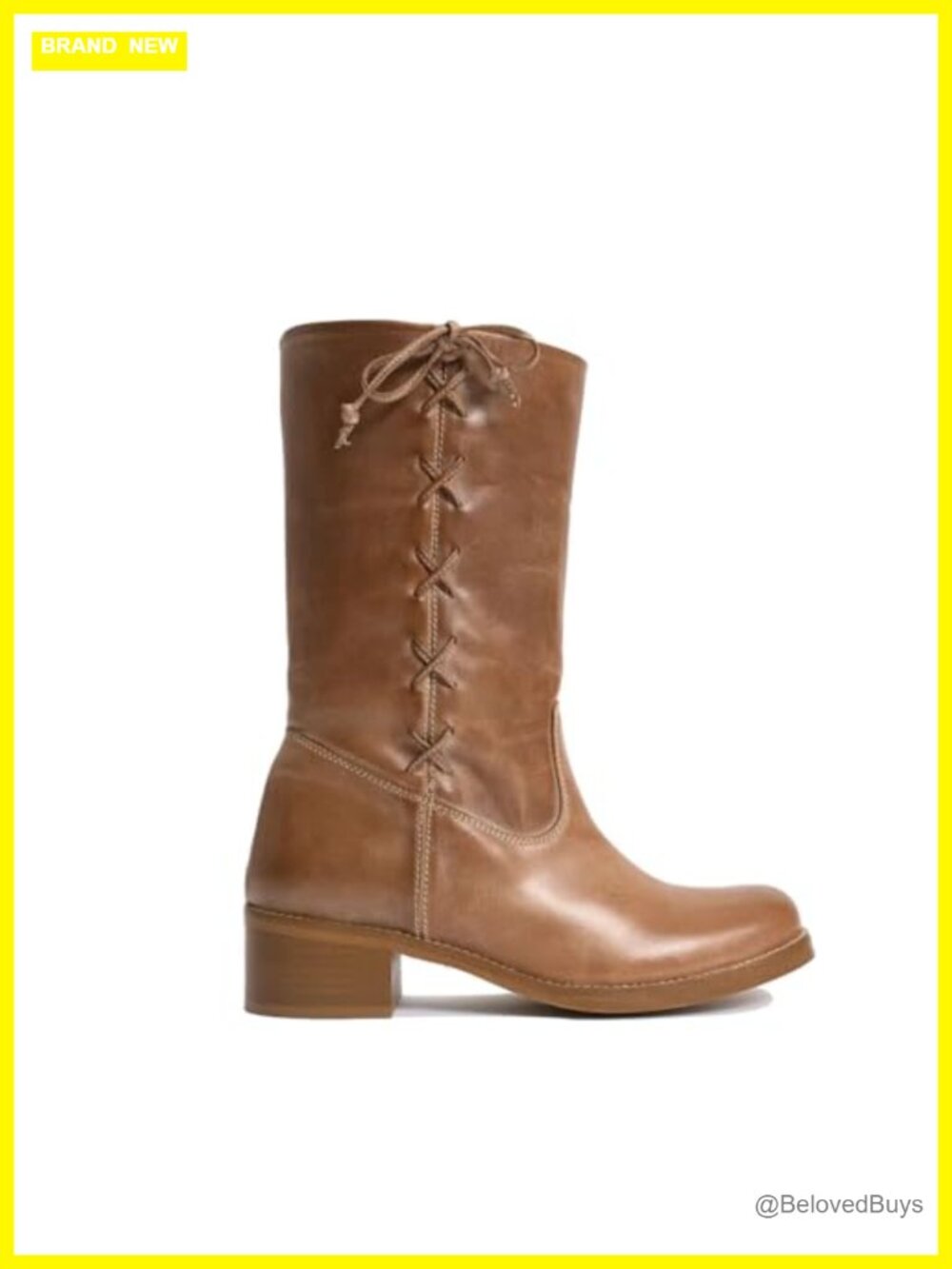 Mid-Calf Riding Boots Faux Leather Block Heel Pull-On Women's Campus